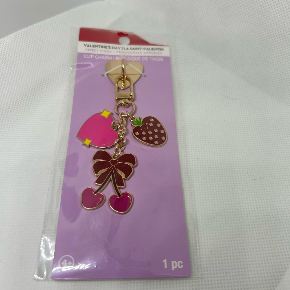 Valentine's Day Cup Charm with Pink and Gold Accents‎
